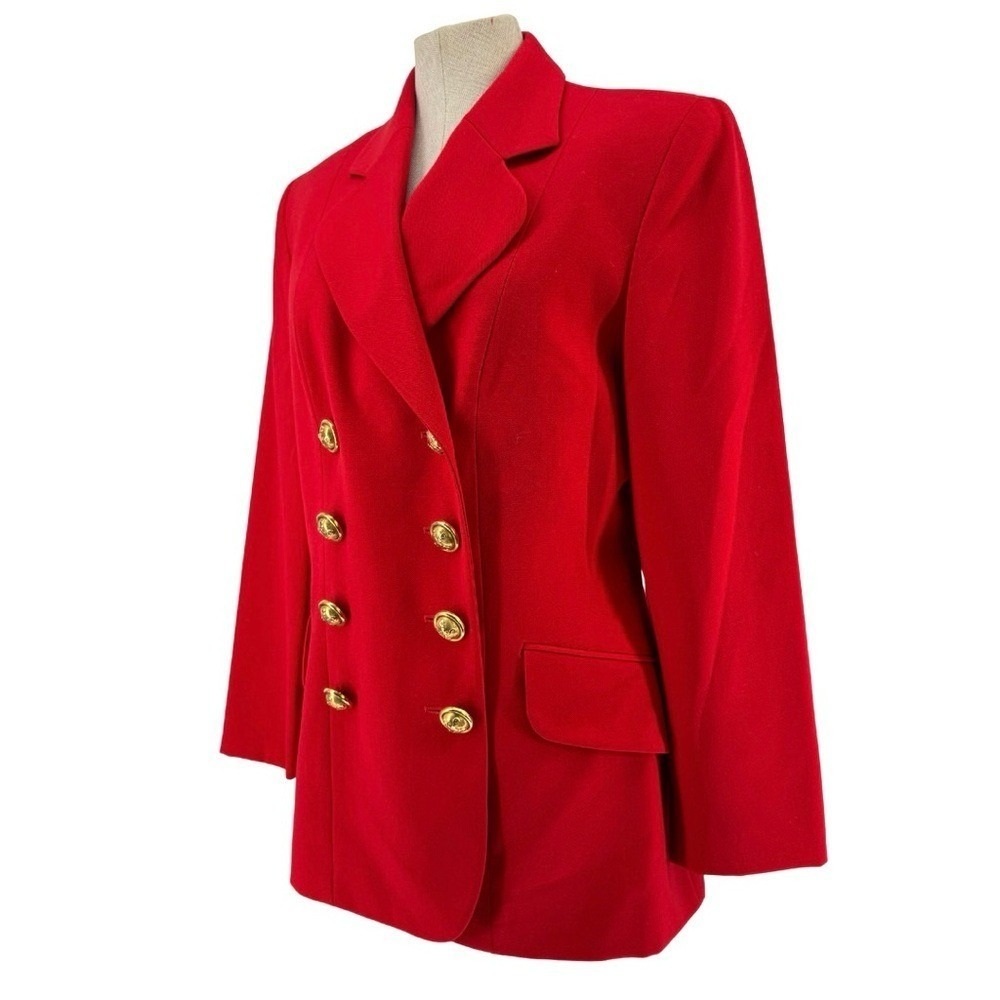 Moschino Cheap and Chic Vintage Double Breasted Wool Blazer Bright Red 10 Italy - Picture 5 of 16